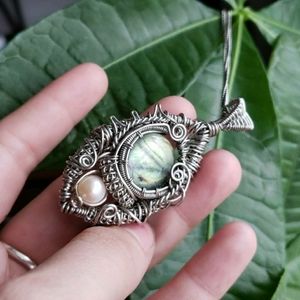 Handmade Heady Wire Wrapped Gemstone Pendant